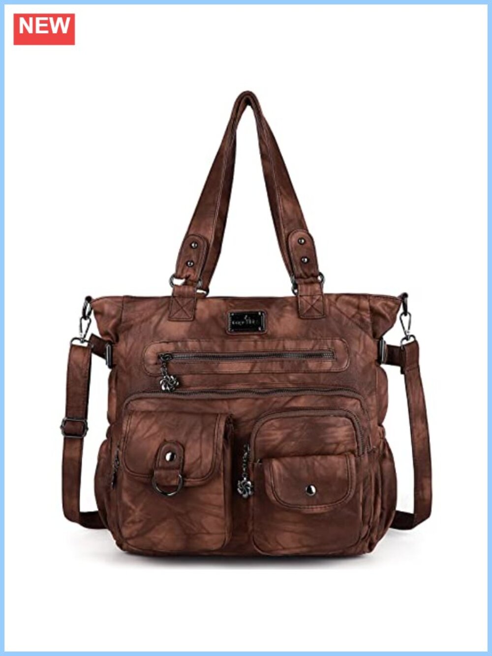 Washed PU Leather Hobo Bag Satchel Shoulder Crossbody Tote